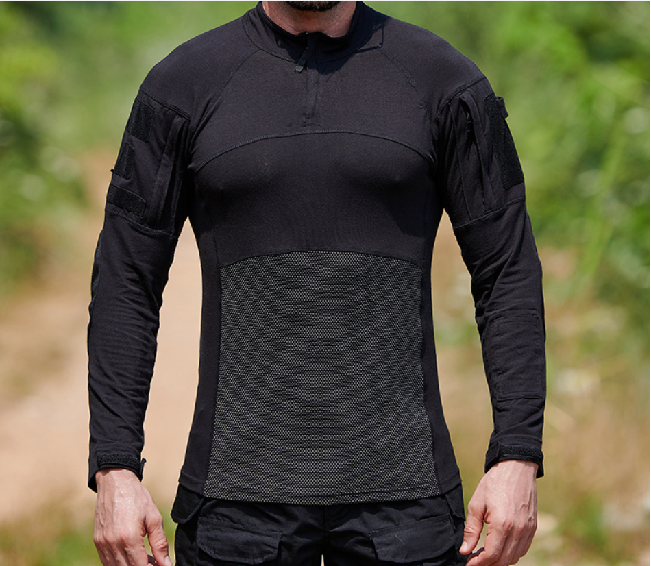 新款蛙服套装CP迷彩作训服拼接款针织战术套装服细节图
