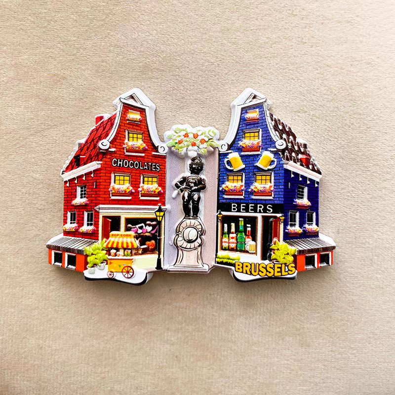 Exquisite and creative resin three-dimensional printing, colorful buildings, city fridge magnets, magnetic stickers, tourist souvenirs, three-dimensional exquisite handicrafts from Brussels, Belgium detail image 4