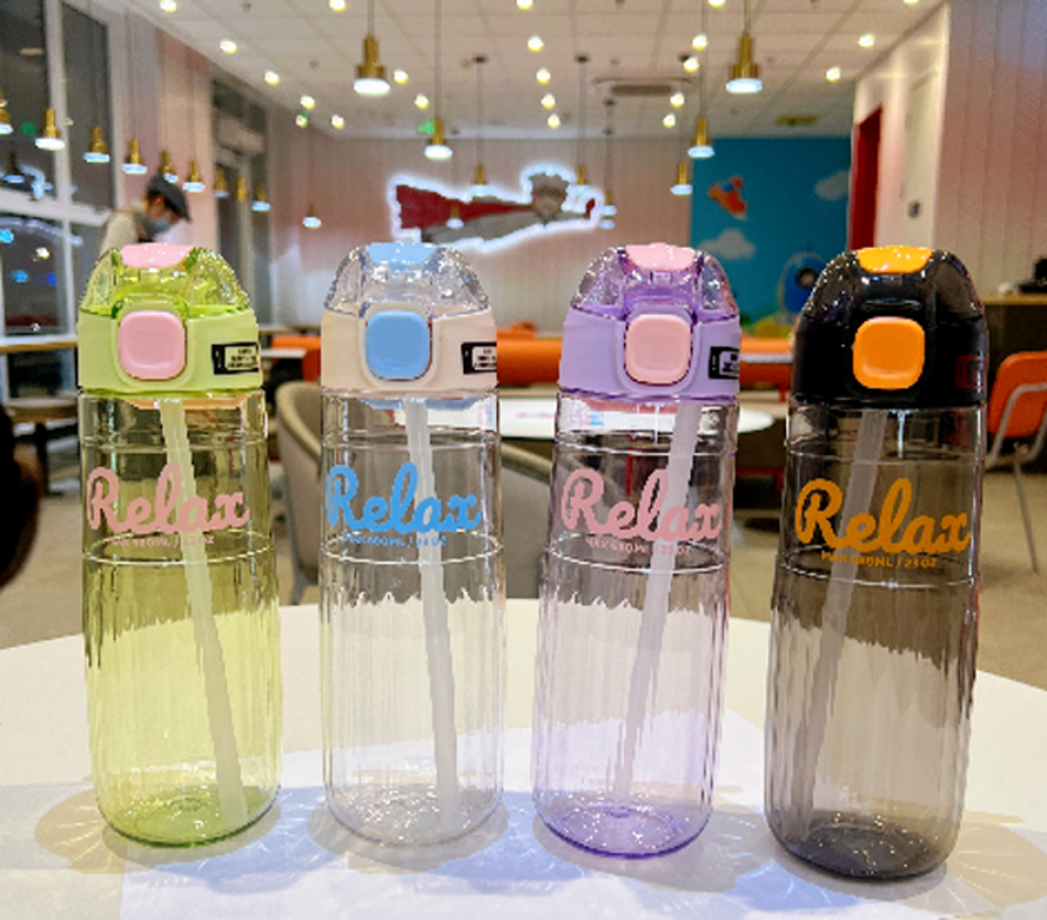 「Relax标语撞色吸管水杯 高颜值便携防漏杯 学生党少女心大容量随手杯」详情2