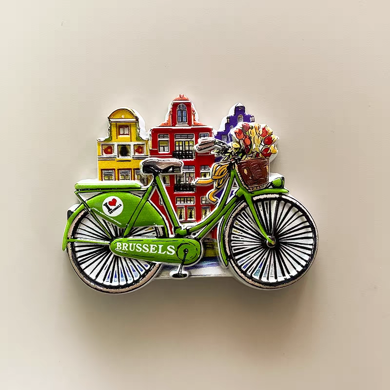 Exquisite and creative resin three-dimensional printing, colorful buildings, city fridge magnets, magnetic stickers, tourist souvenirs, three-dimensional exquisite handicrafts from Brussels, Belgium Item Picture