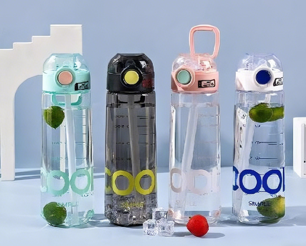 夏日清爽COOL渐变吸管杯!带刻度+便携提手 学生通勤高颜值大容量水杯详情2