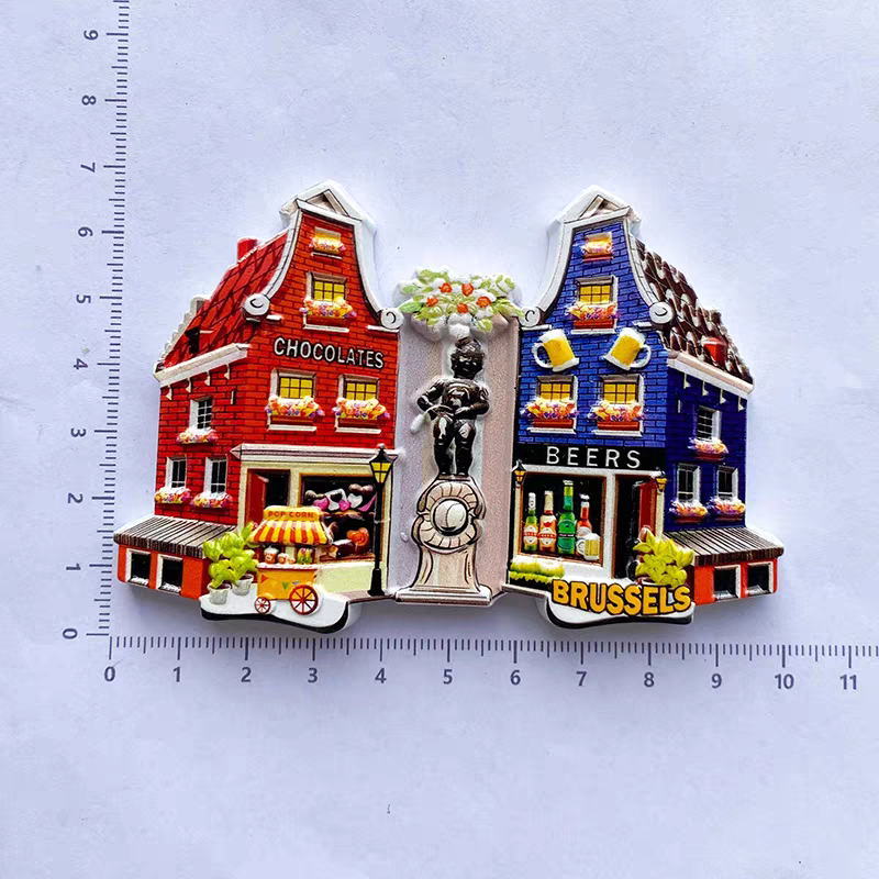 Exquisite and creative resin three-dimensional printing, colorful buildings, city fridge magnets, magnetic stickers, tourist souvenirs, three-dimensional exquisite handicrafts from Brussels, Belgium detail image 7