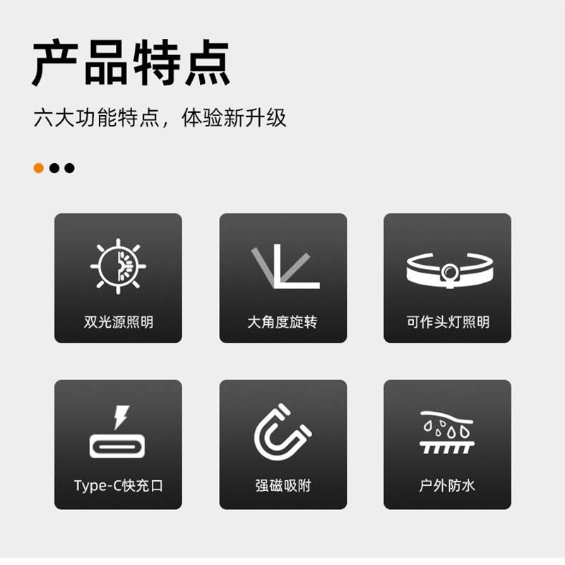Multi-functional work flashlight, ultra-bright and powerful COB rechargeable car lamp, strong magnetic portable LED lighting lamp pic 5