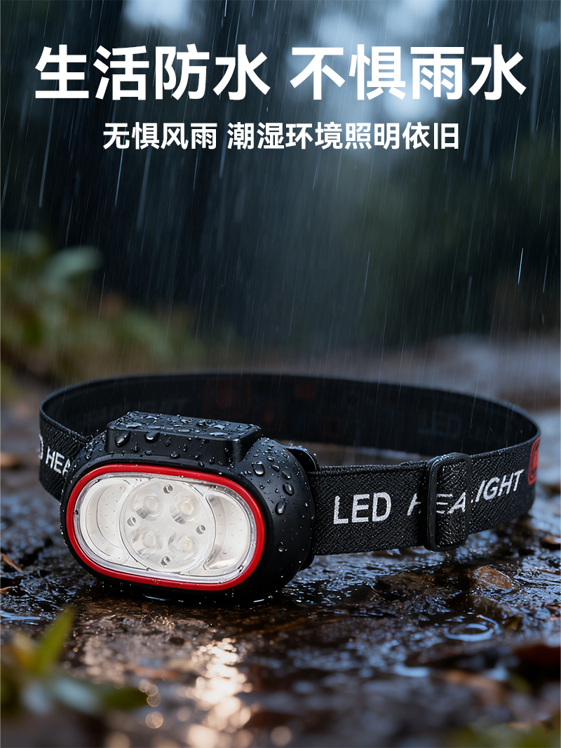 led感应头灯野外强光长续航锂电户外专用夜钓灯头戴式照明灯手电详情6