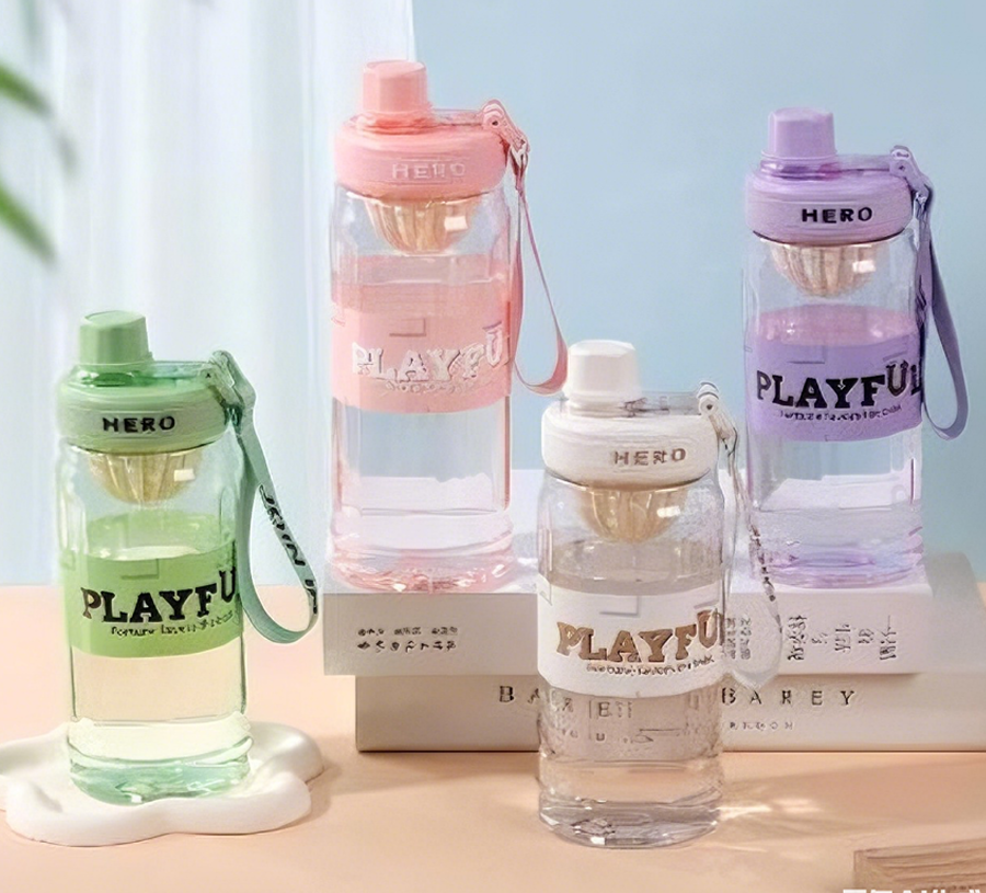 高颜值大容量水杯 带茶隔便携运动杯 男女学生夏季清新塑料水壶」详情2