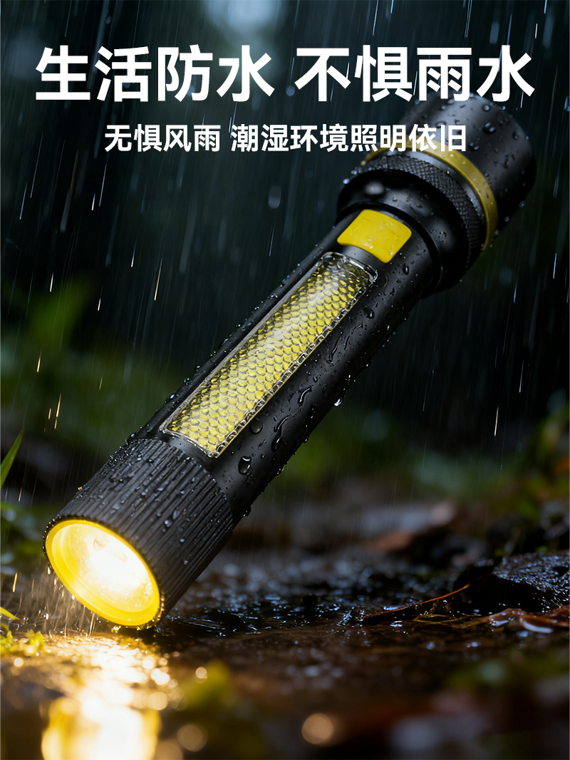 Flashlight, strong light, long battery life, rechargeable, USB, outdoor ultra-bright long-range, household emergency light, waterproof, mini and portable pic 5
