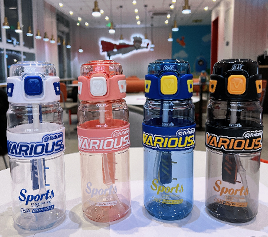 多色运动吸管水杯 便携防漏随手杯 户外健身学生大容量水壶详情2