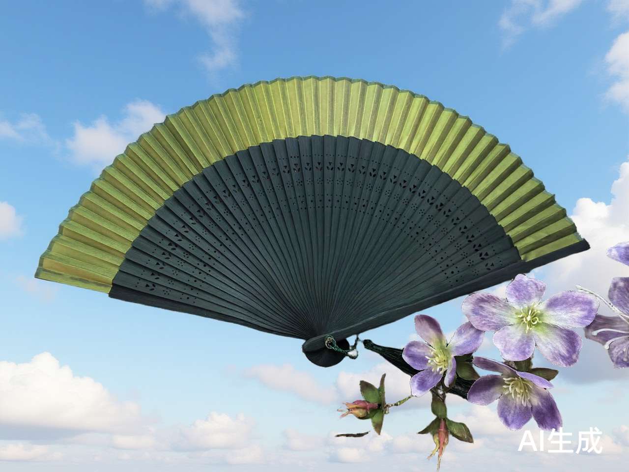 扇子日式绢扇折扇竹扇渐变色扇面