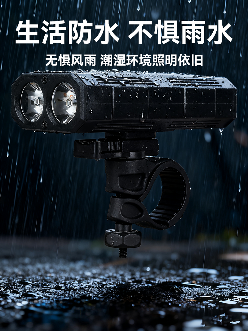 Bicycle headlights with dual led USB charging, riding lights with concentrated floodlights, new creative mountain electric bike headlights pic 5