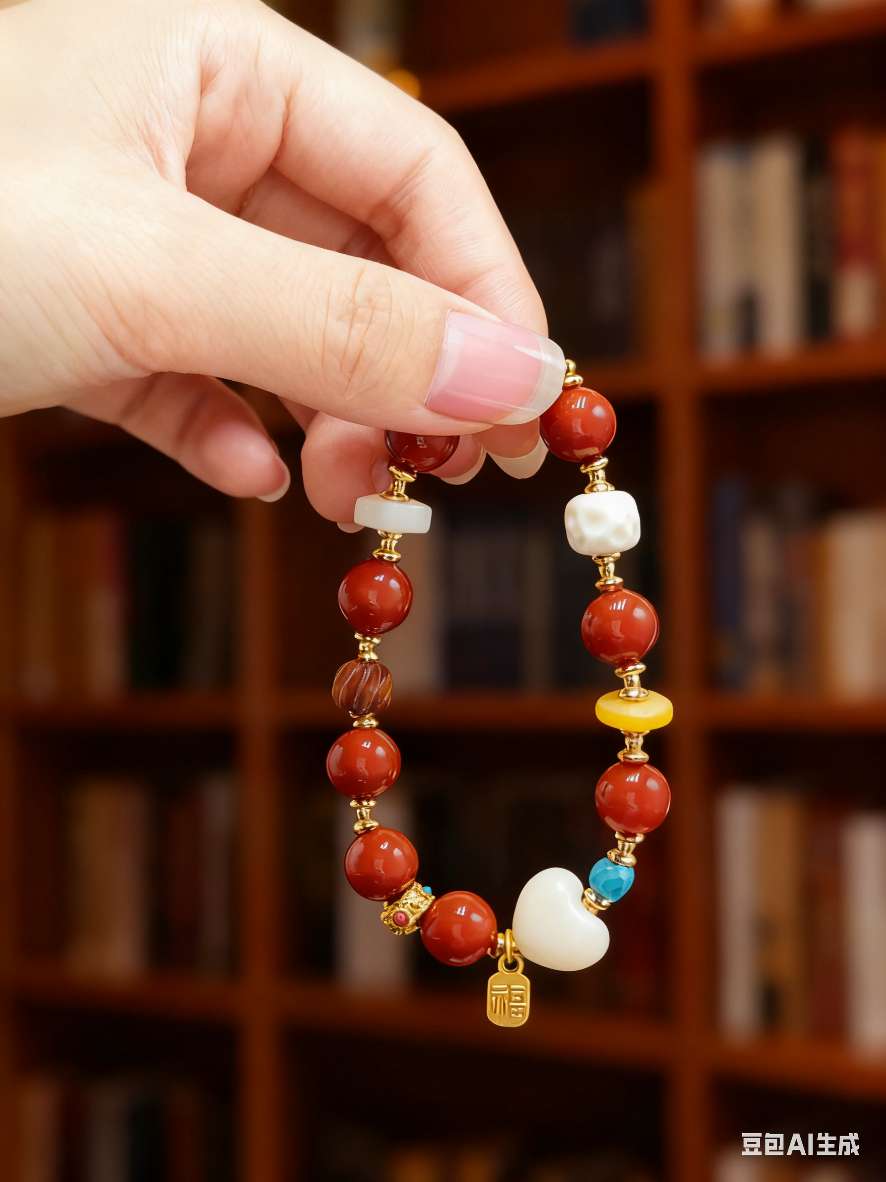 红玛瑙搭爱心根付手串时尚珠宝手链饰品女款简约手饰百搭潮流首饰礼物详情图9