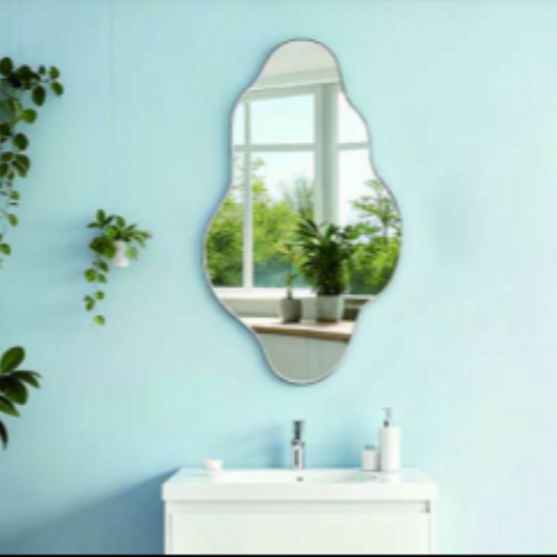 北欧不规则浴室镜子防爆异形梳妆镜led灯挂贴墙艺术镜网红化妆镜