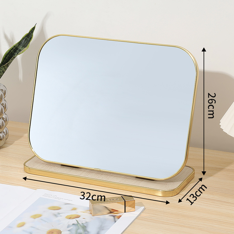 简约木质化妆镜旋转桌面化妆镜子台式学生宿舍折叠梳妆镜便携镜子ins化妆镜学生宿舍高清桌面镜可折叠便携家用卧室台式梳妆镜