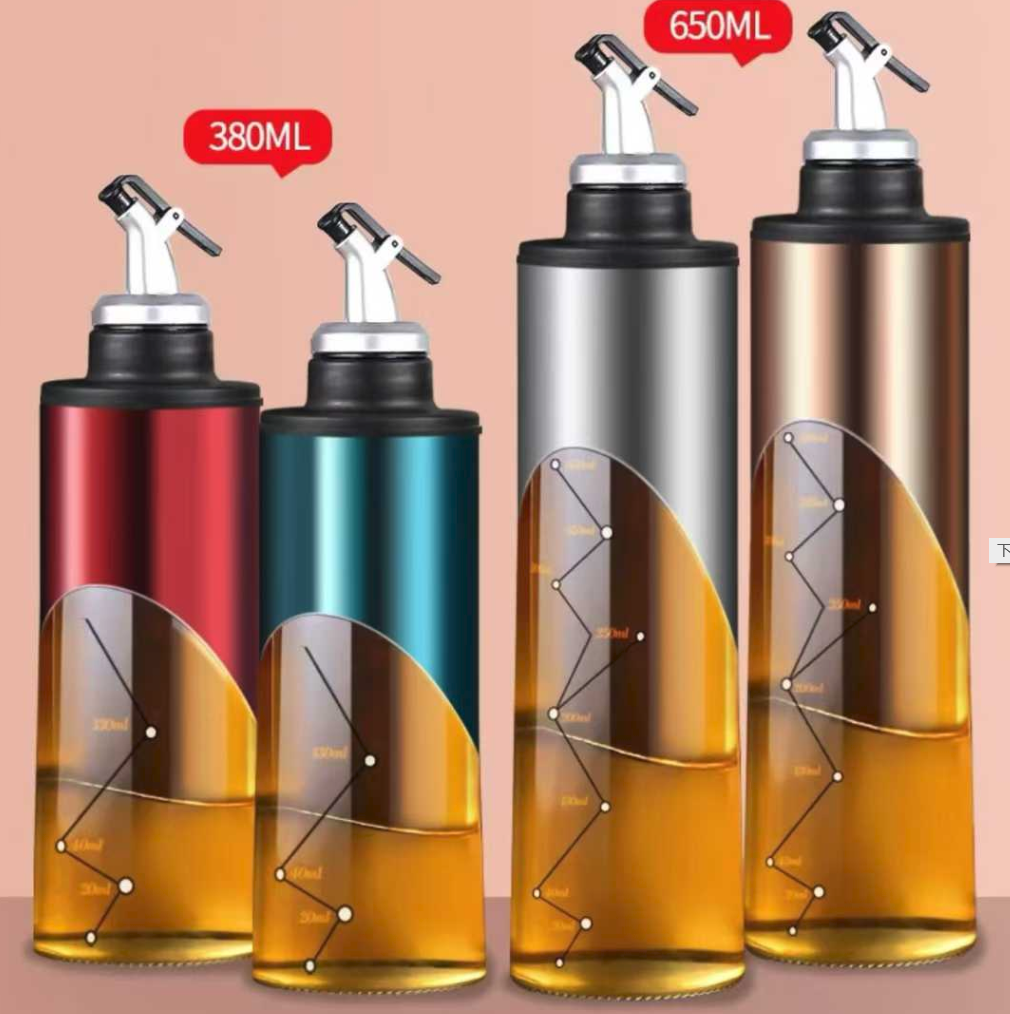 按压嘴油壶，多种容量，金属质感，精准刻度，适合户外旅行使用。