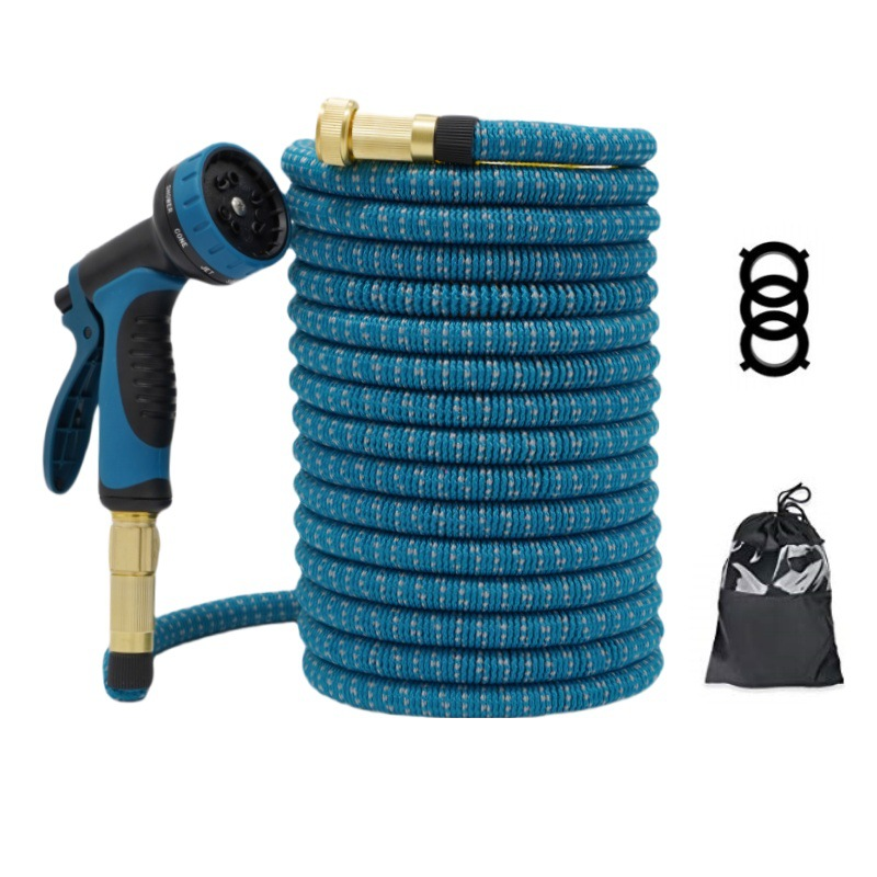 跨境专供新款3倍伸缩水管花园高压水枪园林洗车水管防晒防冻