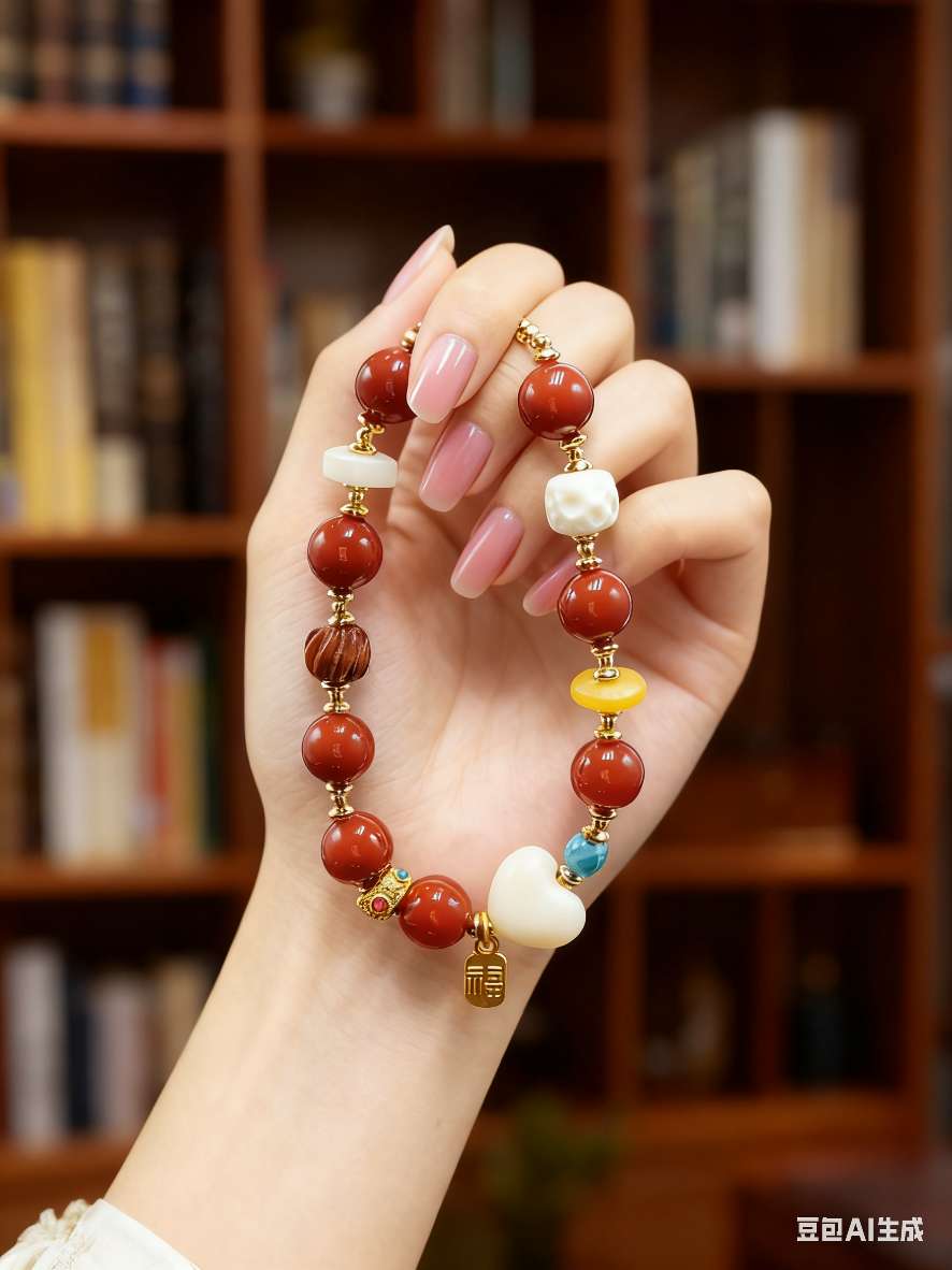 红玛瑙搭爱心根付手串时尚珠宝手链饰品女款简约手饰百搭潮流首饰礼物详情图8