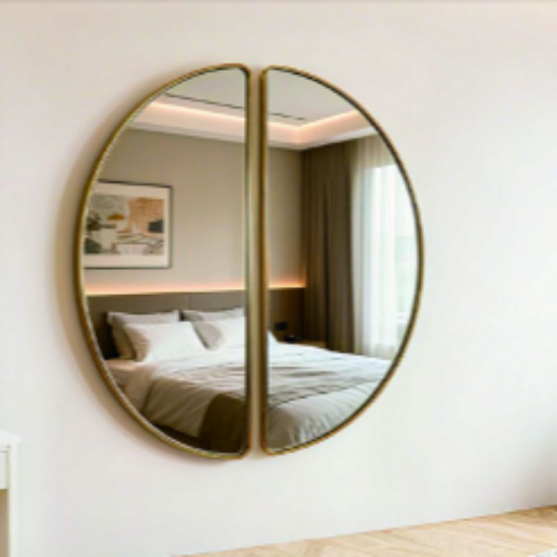 圆镜高清浴室镜免打孔化妆镜塑料边带框镜出租房壁挂简易镜子