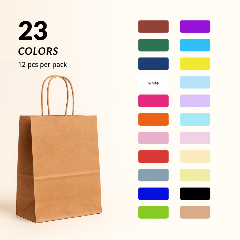 120g in-stock XS size ins colored handle kraft paper bags, direct supply from the manufacturer. 23-color DIY desktop life storage gift paper bags for parties and birthdays Item Picture
