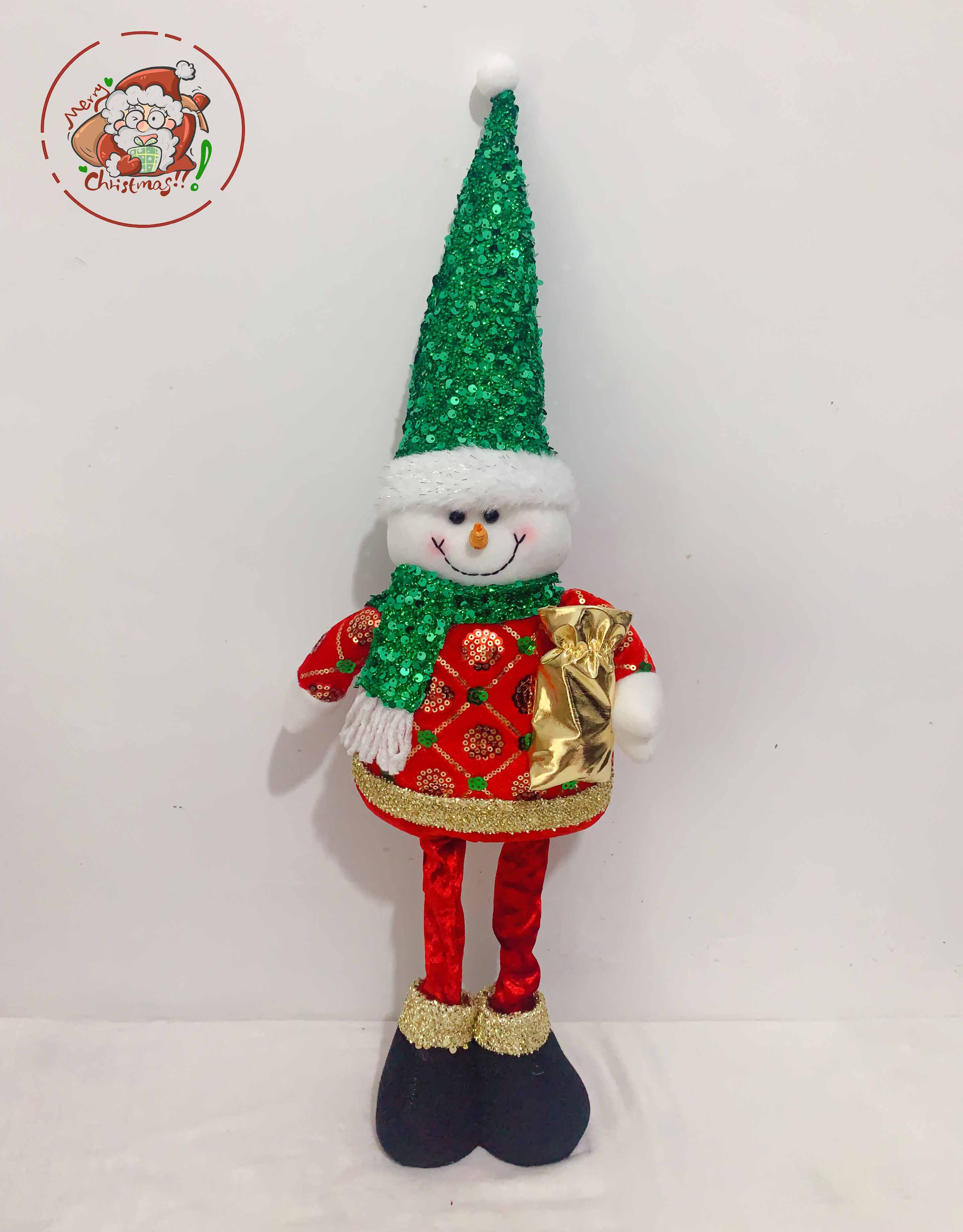 跨境圣诞老人玩偶，圣诞节装饰品，圣诞伸缩精美雪人带灯光音乐圣诞袜装饰品,圣诞节日气氛装扮详情1