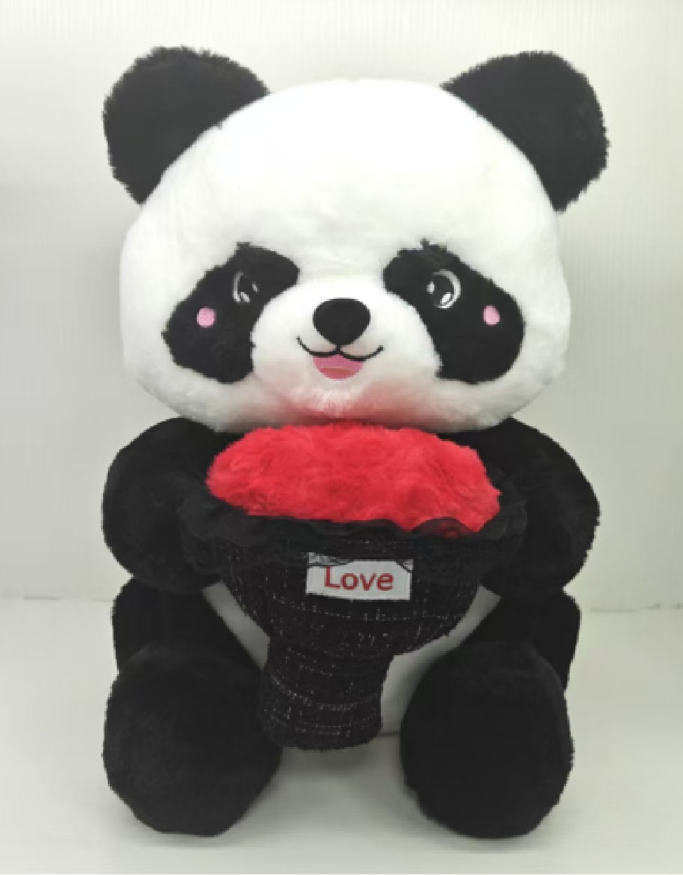 可爱40厘米抱玫瑰花熊猫公仔毛绒玩具挂件玩偶