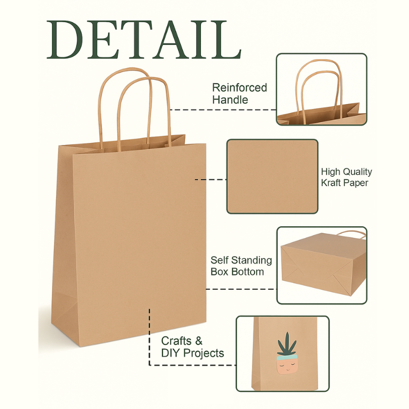 120g in-stock XS size ins colored handle kraft paper bags, direct supply from the manufacturer. 23-color DIY desktop life storage gift paper bags for parties and birthdays Specification image