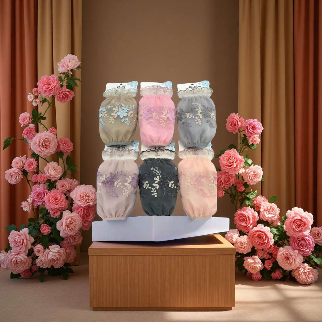 棒彩刺绣布女士，学生防晒袖套运动护手手套多功能防护袖
产品图