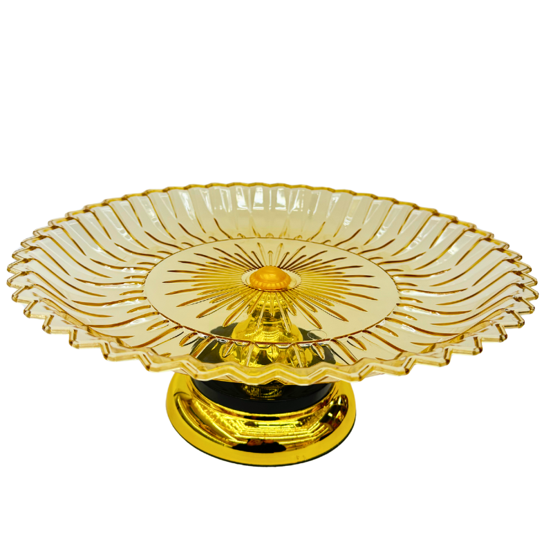 Electroplated gold plastic sunflower fruit plate for living room fruit storage Item Picture