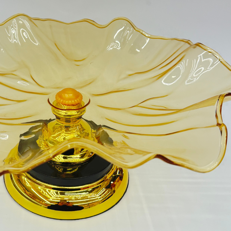 Hot-selling lotus leaf flower electroplated plastic fruit platter, a great home storage item details Picture