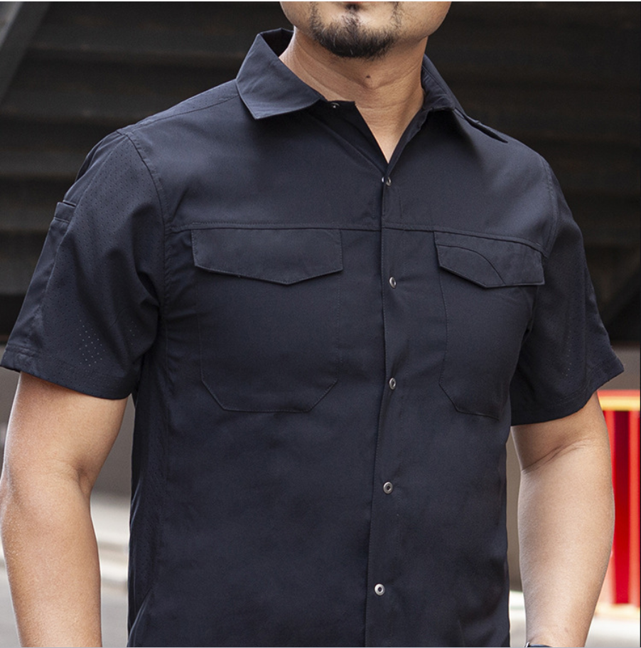 Summer outdoor men's short-sleeved shirt, breathable quick-drying shirt, lapel work clothes, casual top Specification image