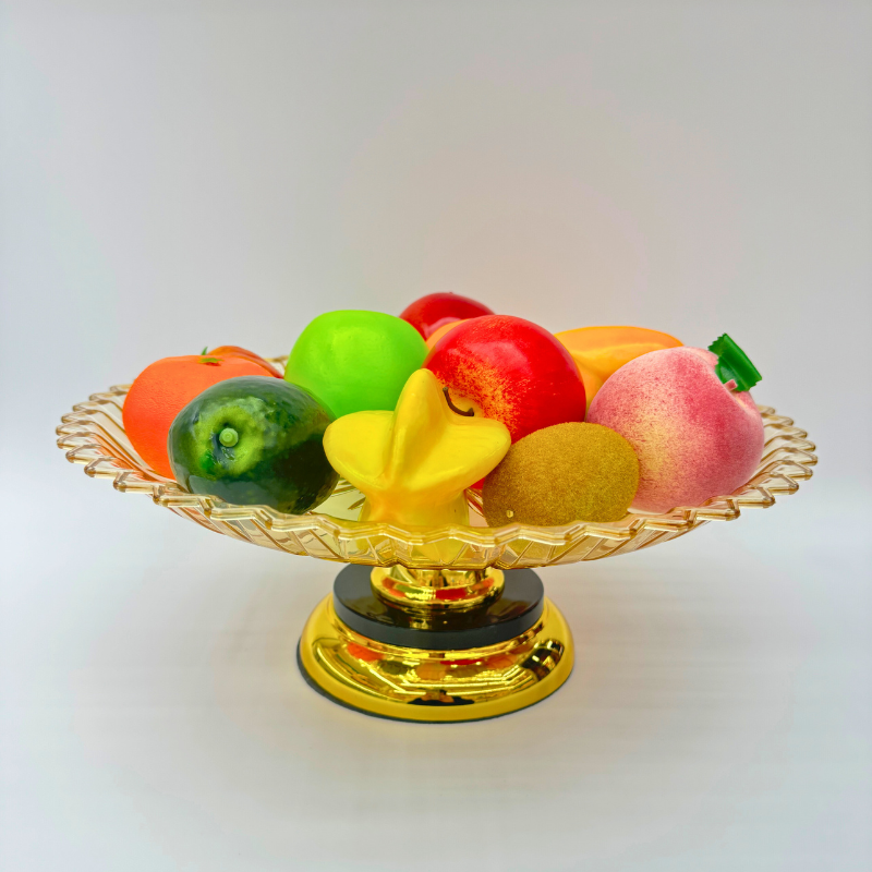 Electroplated gold plastic sunflower fruit plate for living room fruit storage Application Scenario