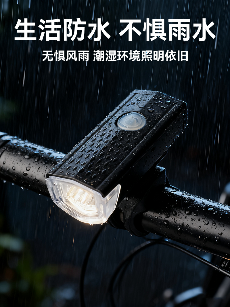 Night cycling equipment accessories LED warning, usb mountain bike headlight and taillight set, cycling light, bicycle light pic 5