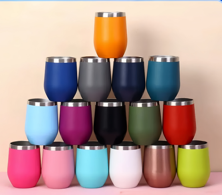 12oz eggshell cup with lid, red wine glass, egg cup, insulated cup, chilled cup, 304 inner liner