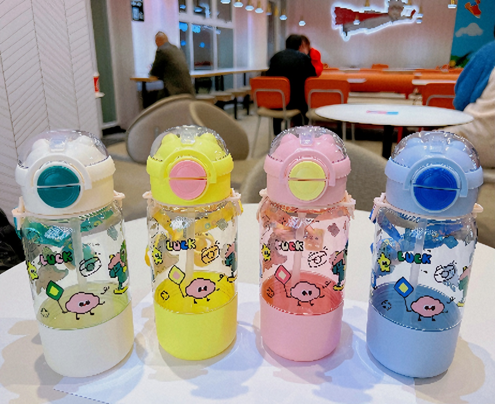 幸运小粉团卡通吸管水杯 多色可爱便携大容量 少女心高颜值学生随手杯详情2