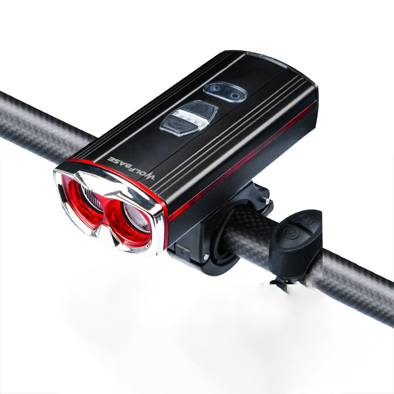 High-power aluminum alloy USB charging bicycle light, light-sensing battery level display horn light, cycling lighting Item Picture