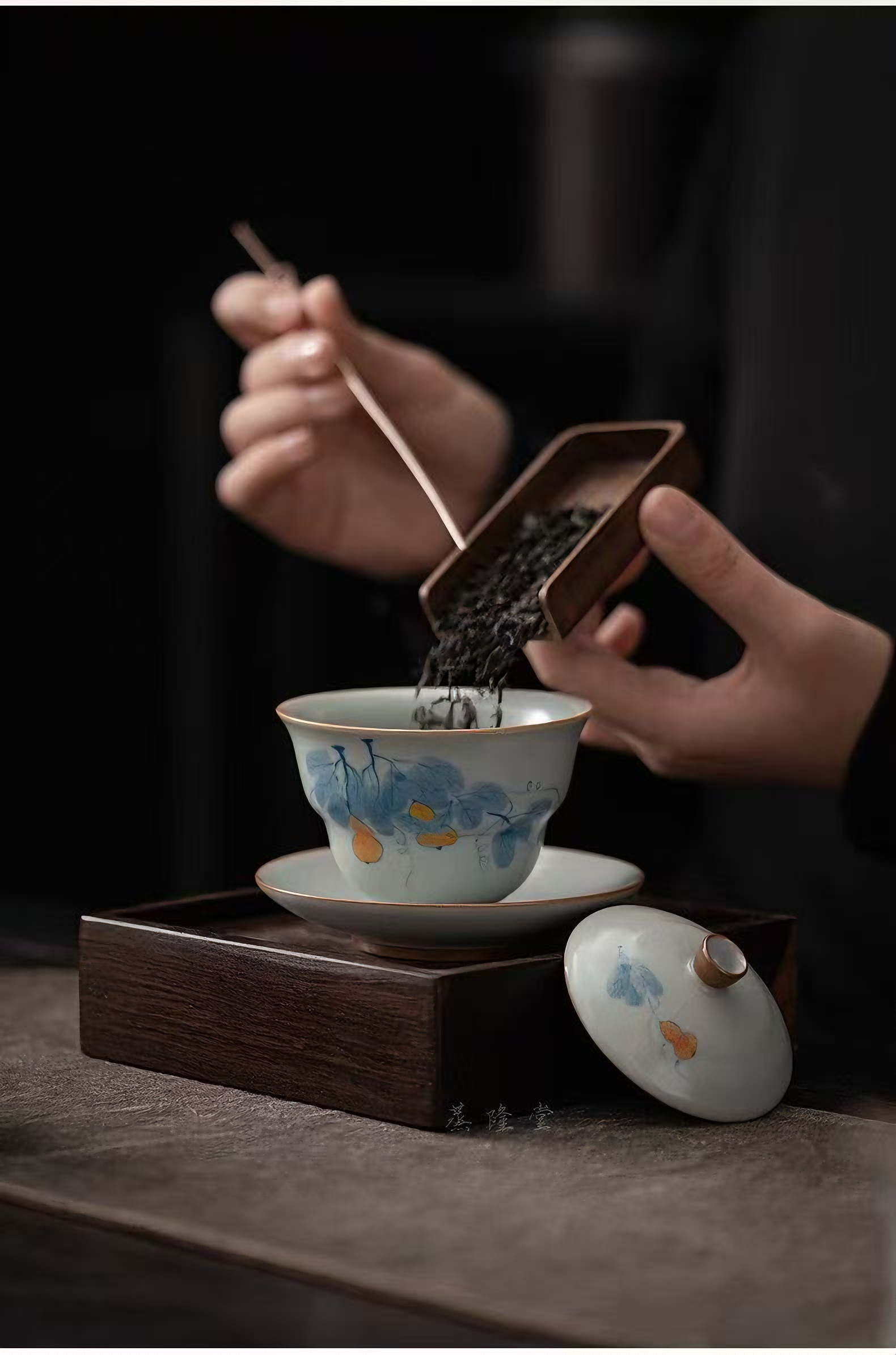 汝窑天青手绘葫芦福禄备茶具套装礼品茶碗茶道六君子高雅实用详情1
