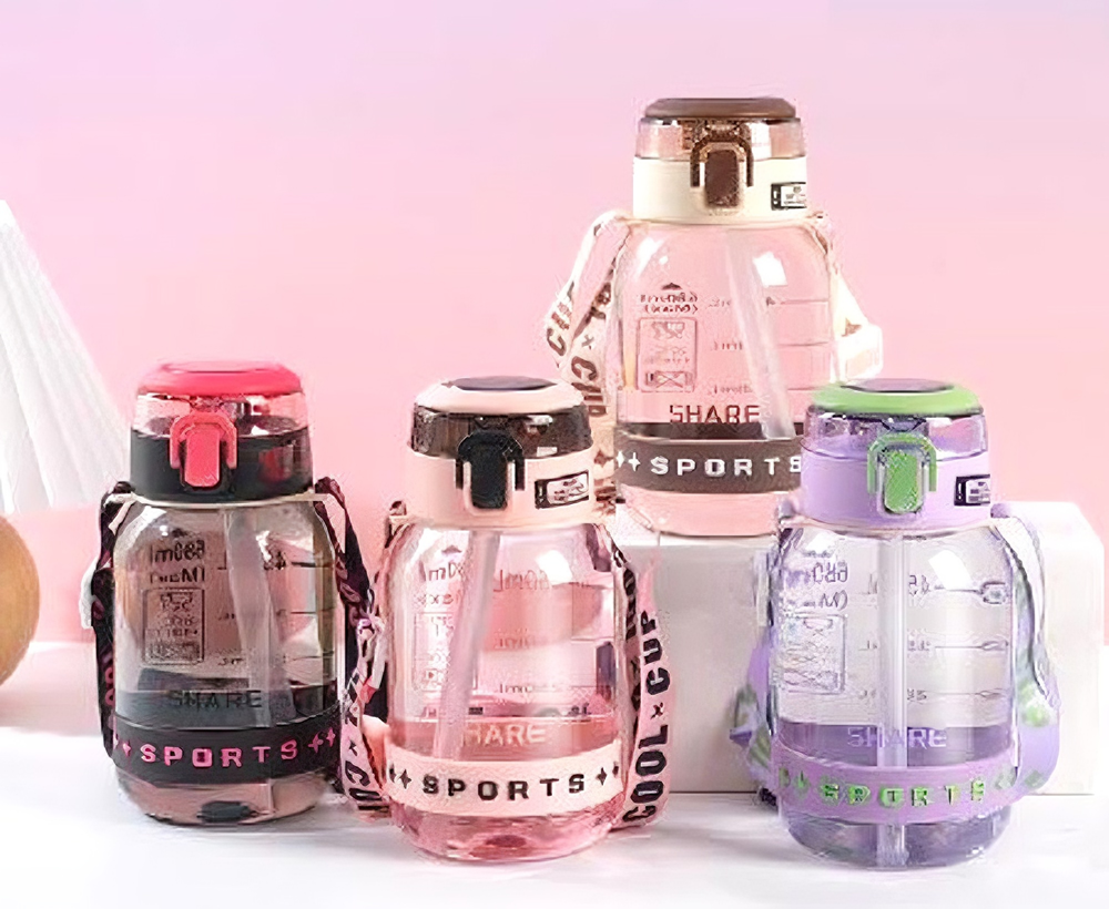 SHARE SPORT大容量背带吸管杯 多色便携运动水杯 学生防漏弹盖高颜值随手杯详情2