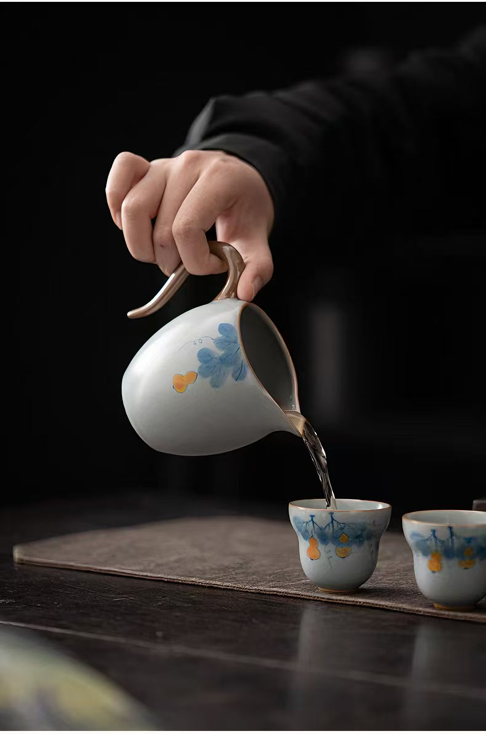 汝窑天青手绘葫芦福禄备茶具套装礼品茶碗茶道六君子高雅实用详情3