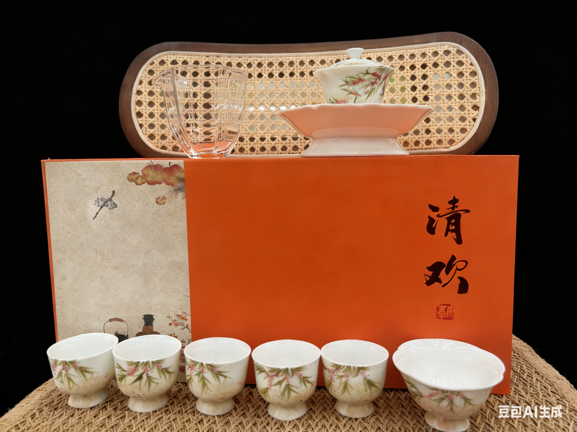 白瓷手绘瑞秋系列9头套组配礼盒商务礼品茶具套装详情2