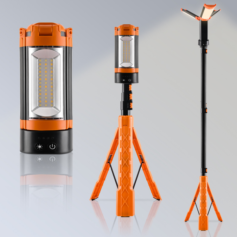 New retractable bracket folding rechargeable camping light for outdoor illumination, 2200 lumens, high-brightness LED camping lamp with support stand, searchlight full figure