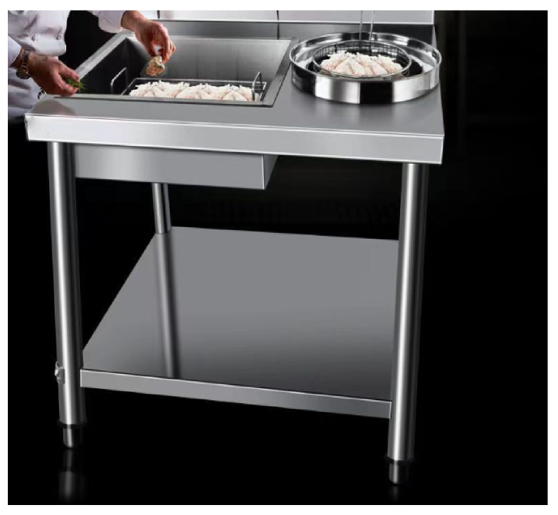 大容量炸鸡裹粉台不锈钢操作台裹粉机汉堡炸鸡店设备裹面专用详情5