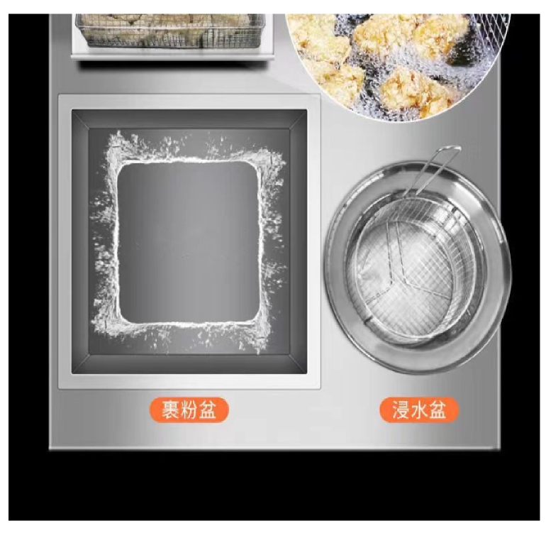 大容量炸鸡裹粉台不锈钢操作台裹粉机汉堡炸鸡店设备裹面专用详情9