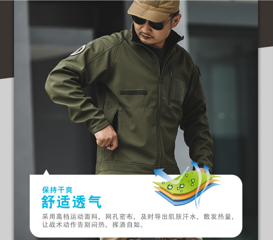 Men's casual jacket, windproof and waterproof coat, tactical slim-fit soft jacket details Picture
