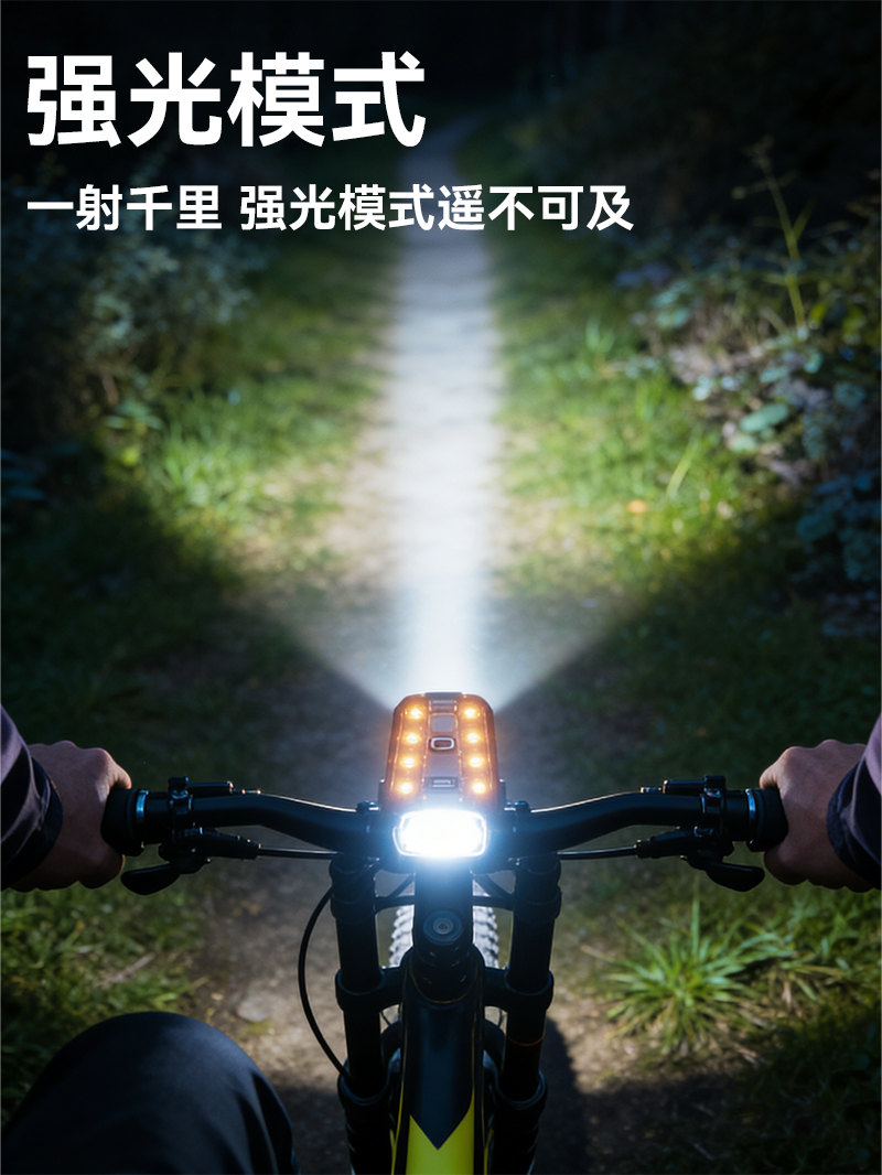 4led bicycle horn headlight, cool transparent shell with digital display type-c charging night cycling horn light pic 6