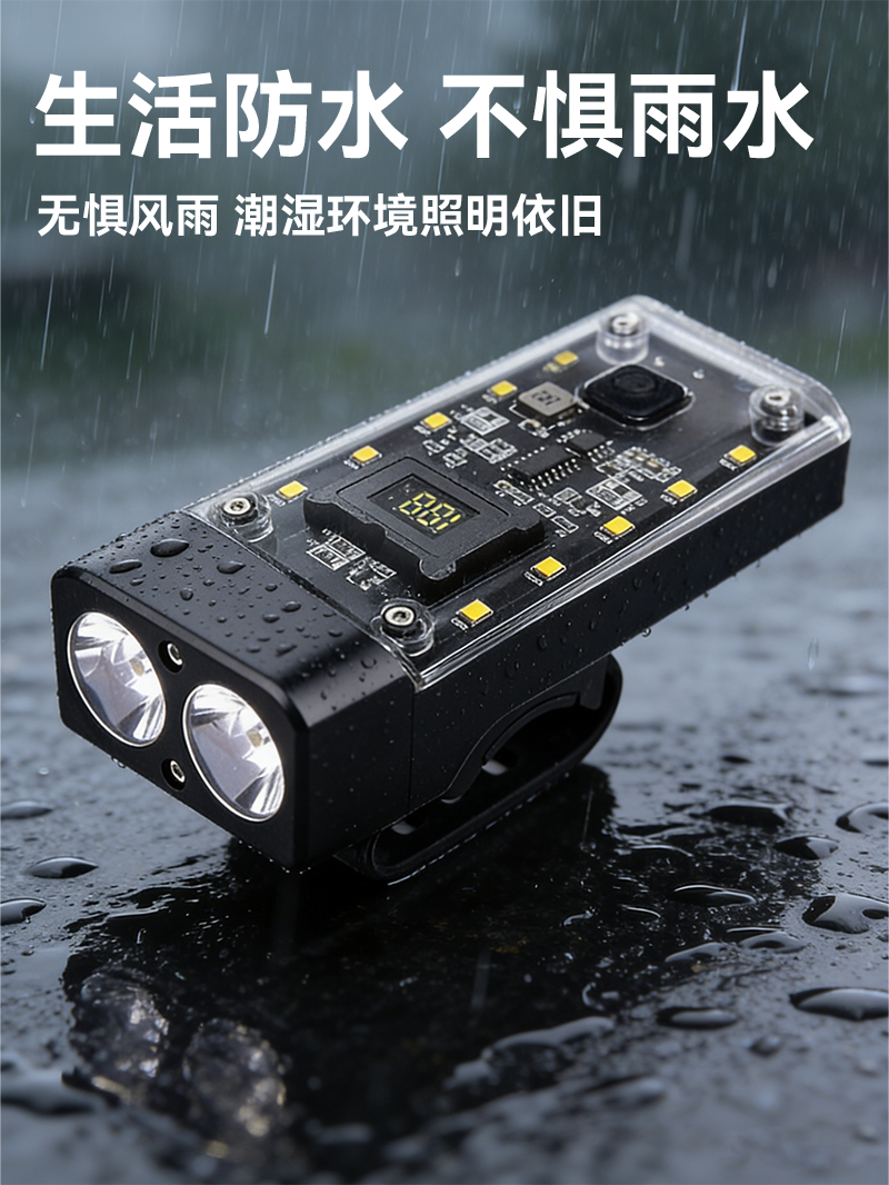 New high-intensity bicycle light, outdoor mountain bike headlight, USB charging, transparent cycling equipment, night riding pic 6
