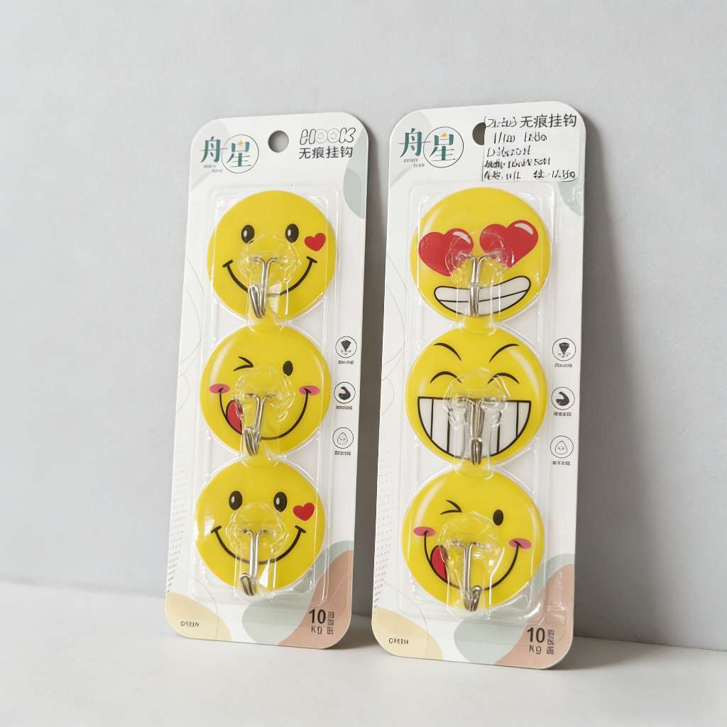 503-3挂钩强力黏胶家用勾卡通可爱创意墙壁挂黏钩墙上承重宿舍笑脸钩子产品图