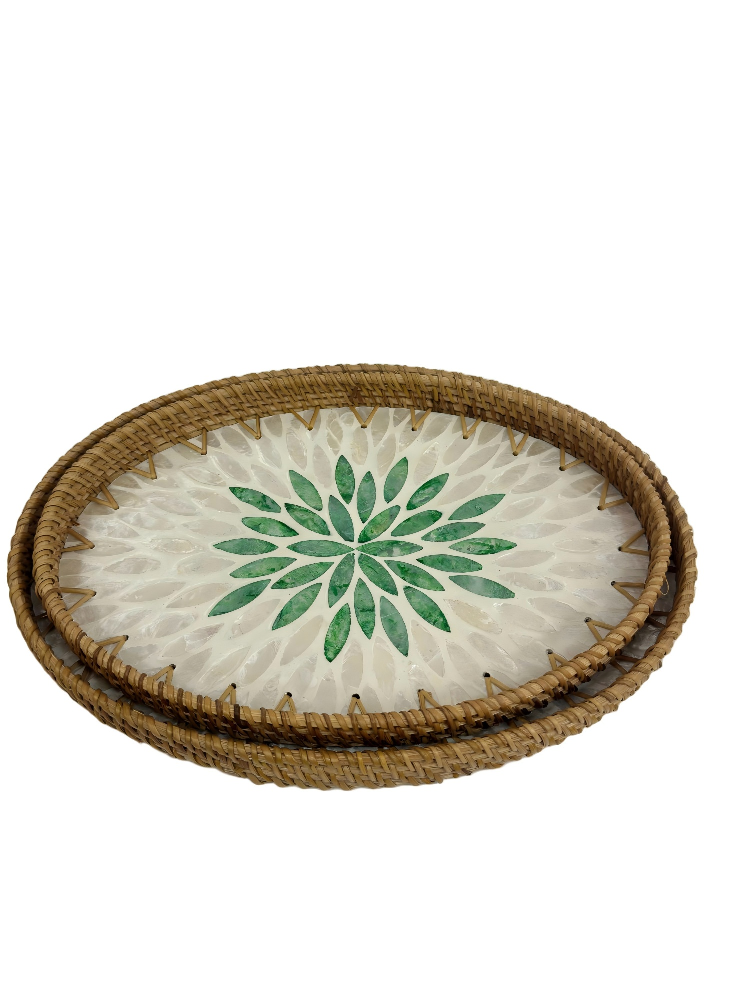 Handicrafts, gifts, decorative trays, glass mirror surface, metal shells, jade ornaments, home decoration supplies, shell trays, trays, glass trays details Picture