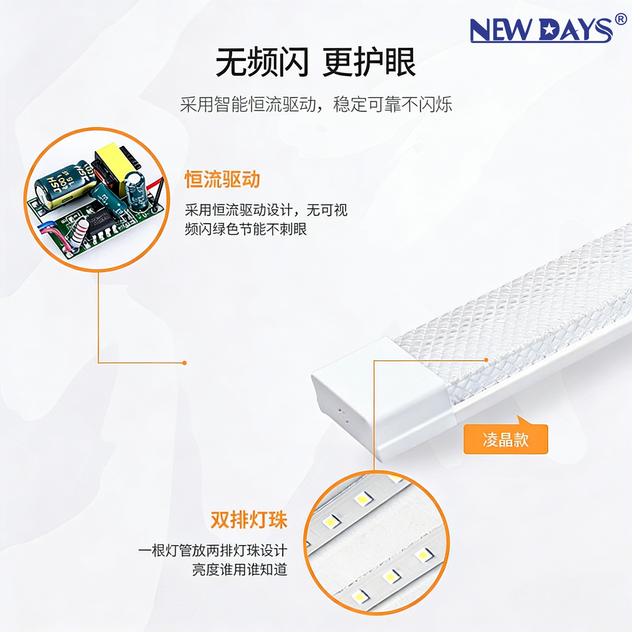 NEWDAYS marca crossover nuevo LED62 amplio modelo ameba luz purificadora fluorescente luz fluorescente ahorro de energía resaltado luz de tira recargable ultra larga duración luz de alta eficiencia fluorescente details Picture