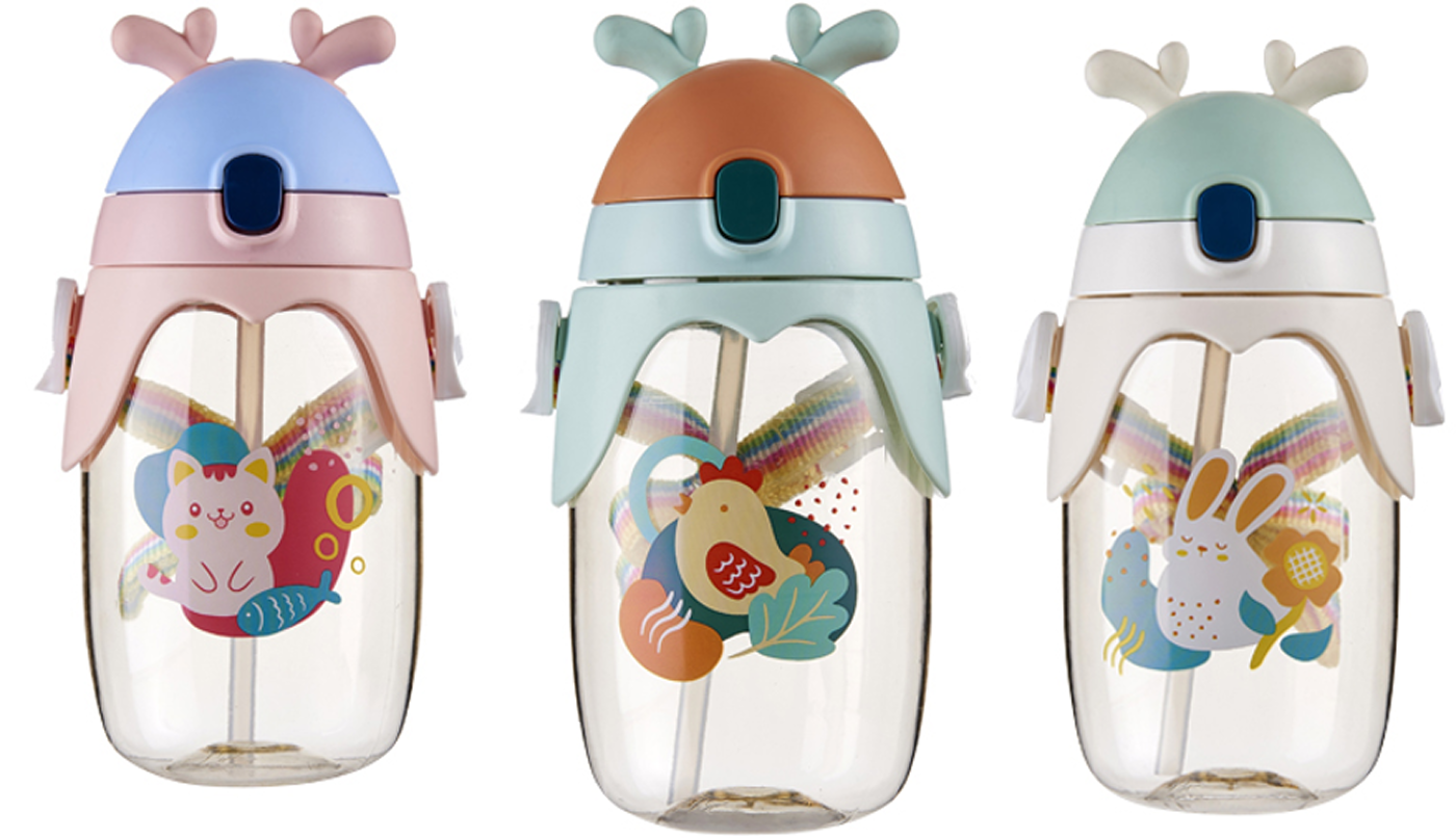 萌趣鹿角儿童吸管杯 带手柄防漏学饮杯 宝宝卡通喝水杯详情3