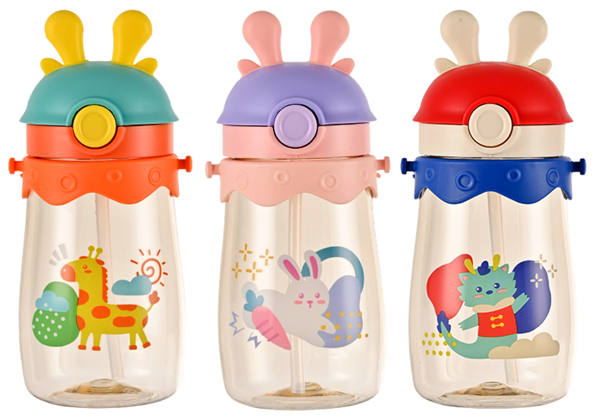 萌趣立体角儿童吸管杯 带手柄防漏学饮杯 宝宝卡通便携喝水杯详情3