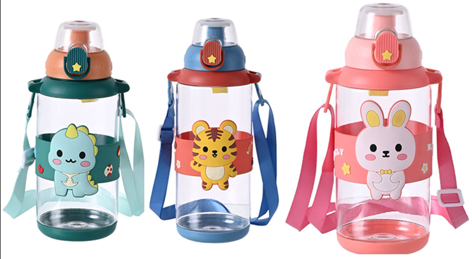 卡通立体动物儿童吸管杯 恐龙老虎兔造型带背带 防漏便携水杯 多色可爱图案 耐摔材质 宝宝上学外出喝水萌趣好物详情2