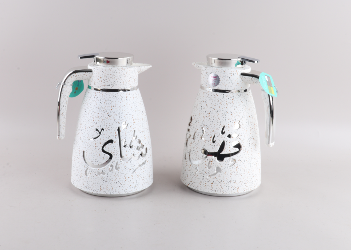 EJSHE 阿拉伯国家白色麻点镀银水壶保温瓶保温壶咖啡壶茶和咖啡混